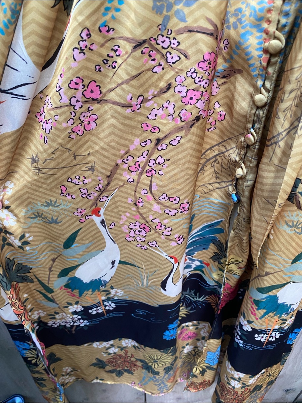Zara Crane Kimono Wrap Midi Dress Mustard Yellow Blogger Favorite - Picture 5 of 9